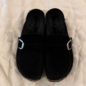 Birkenstock Black Suede Slip-Ons